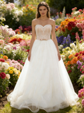 Aline Wedding Dresses,Strapless Wedding Dress,Tulle Wedding Dress,WD00172