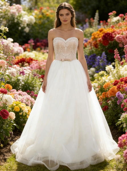 Aline Wedding Dresses,Strapless Wedding Dress,Tulle Wedding Dress,WD00172