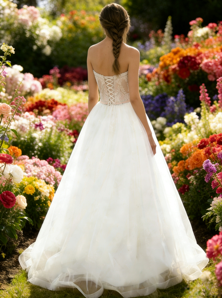 Aline Wedding Dresses,Strapless Wedding Dress,Tulle Wedding Dress,WD00172