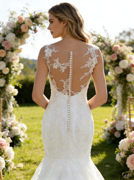 White Wedding Dresses,Mermaid Wedding Dress,Lace Wedding Dress,Elegant Wedding Dress,WD00211