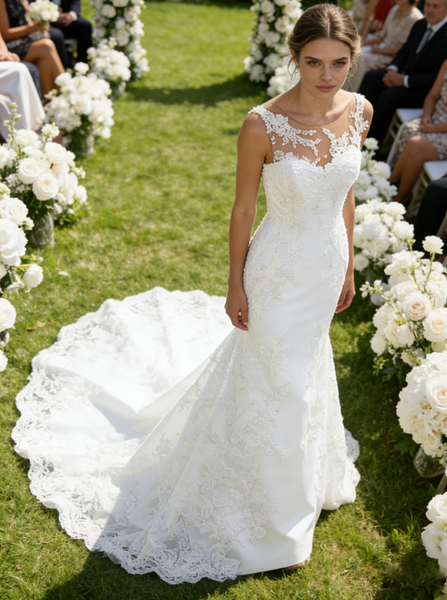 White Wedding Dresses,Mermaid Wedding Dress,Lace Wedding Dress,Elegant Wedding Dress,WD00211