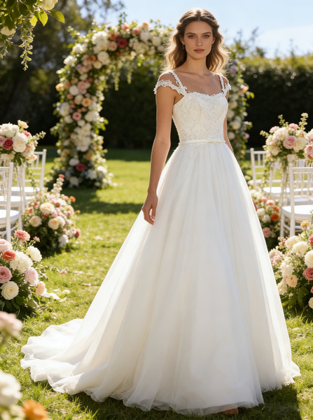 Princess Wedding Dresses,Simple Wedding Dress,Strappy Wedding Dress,A-line Wedding Dress,WD00212