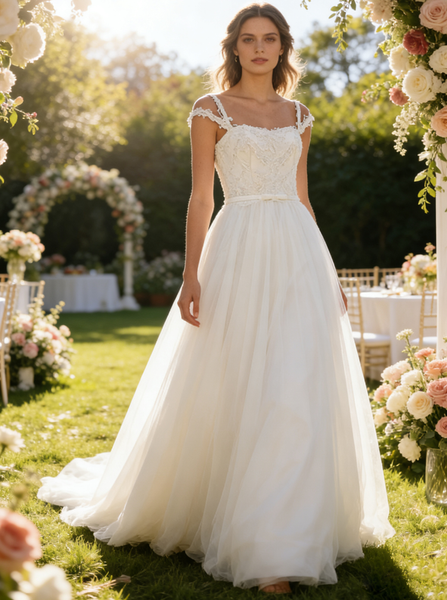 Princess Wedding Dresses,Simple Wedding Dress,Strappy Wedding Dress,A-line Wedding Dress,WD00212