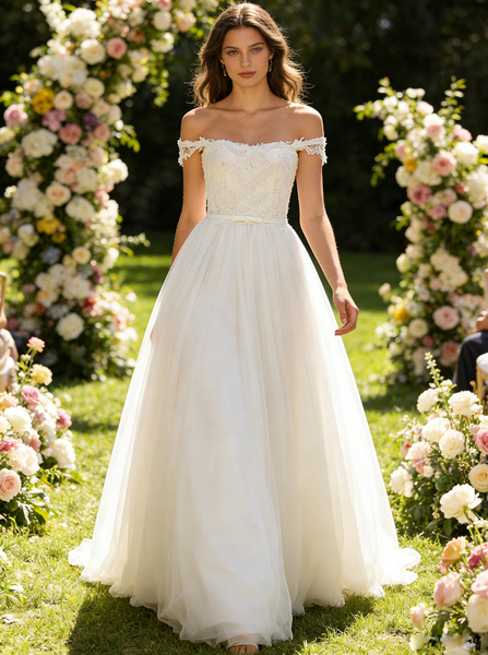 Princess Wedding Dresses,Simple Wedding Dress,Strappy Wedding Dress,A-line Wedding Dress,WD00212