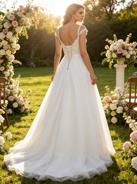 Princess Wedding Dresses,Simple Wedding Dress,Strappy Wedding Dress,A-line Wedding Dress,WD00212