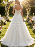 Princess Wedding Dresses,Simple Wedding Dress,Strappy Wedding Dress,A-line Wedding Dress,WD00212