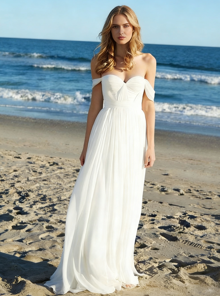 Romantic Wedding Dresses,Off the Shoulder Bridal Dress,Boho Bridal Dress,Beach Bridal Dress,WD00244
