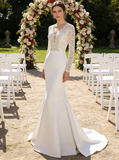 Mermaid Wedding Dresses,Wedding Dress with Long Sleeves,Romantic Wedding Dress,WD00249
