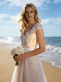 Romantic Wedding Dresses,Colored Wedding Dress,Cap Sleeves Bridal Dress,WD00245