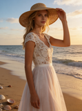Romantic Wedding Dresses,Colored Wedding Dress,Cap Sleeves Bridal Dress,WD00245