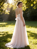 Boho Wedding Dresses,Long Bridal Dress,Beach Wedding Dress,Blush Bridal Dress,WD00234