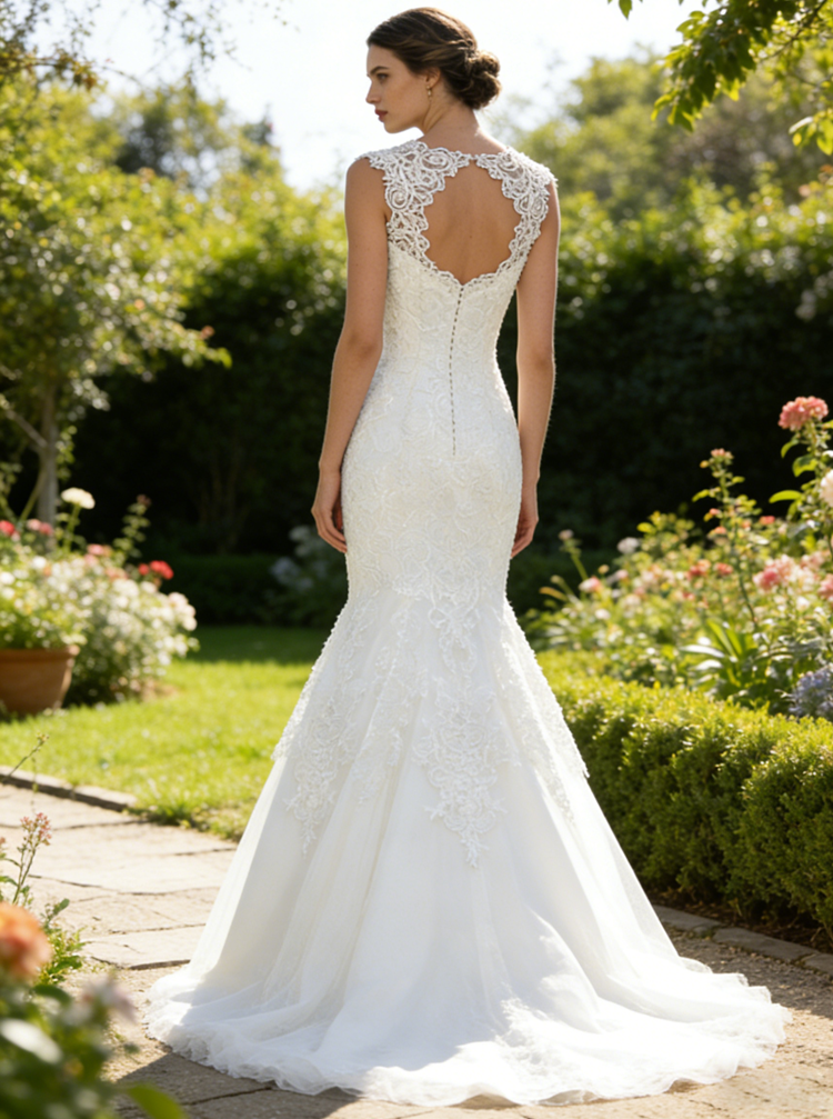 Fit and Flare Wedding Dresses,Plus Size Wedding Gown,Lace Wedding Dres
