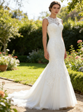 Fit and Flare Wedding Dresses,Plus Size Wedding Gown,Lace Wedding Dress,Vintage Bridal Gown,WD00225