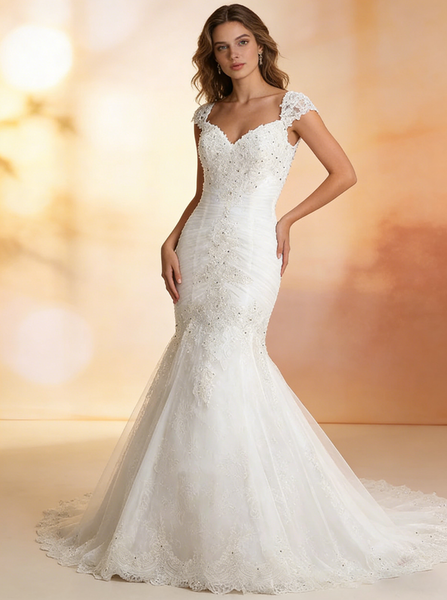 Plus Size Wedding Dresses,Lace Wedding Dress,Mermaid Bridal Dress,Fitted Bridal Dress,WD00229