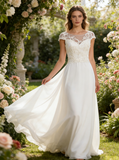 Beach Wedding Dresses,Wedding Dress with Short Sleeves,Backless Wedding Dress,WD00258