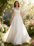 Beach Wedding Dresses,Wedding Dress with Short Sleeves,Backless Wedding Dress,WD00258