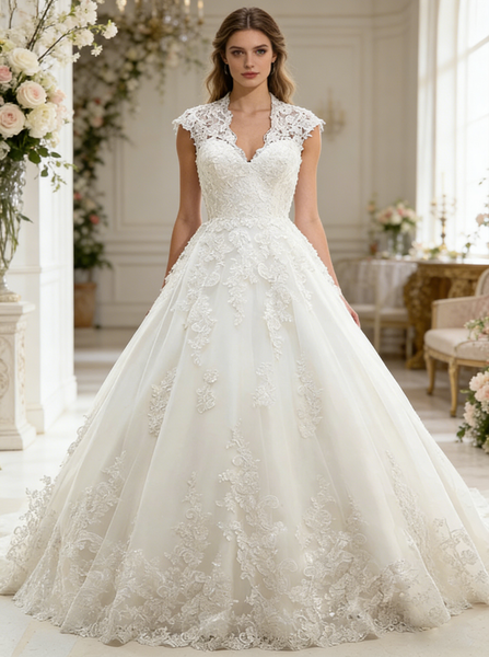 Princess Wedding Dresses,Lace Wedding Dress,Romantic Wedding Dress,WD00255