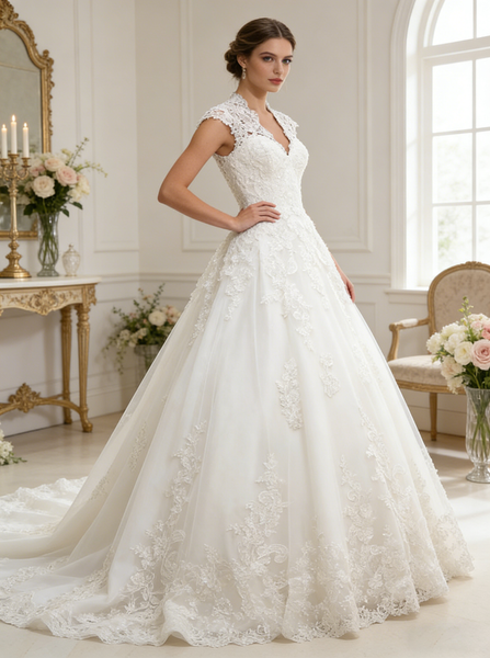 Princess Wedding Dresses,Lace Wedding Dress,Romantic Wedding Dress,WD00255