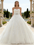 Ivory Wedding Dress with Belt,Princess Wedding Dresses,Sweetheart Wedding Dress,WD00252