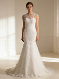 Mermaid Wedding Dresses,Lace Bridal Dresses,Elegant Wedding Dress,WD00253