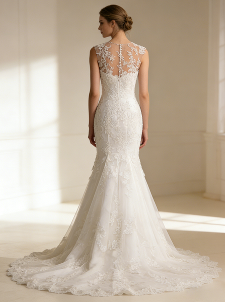 Mermaid Wedding Dresses,Lace Bridal Dresses,Elegant Wedding Dress,WD00253