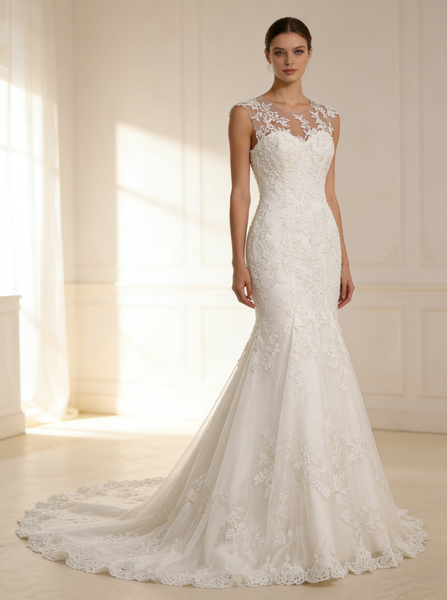 Mermaid Wedding Dresses,Lace Bridal Dresses,Elegant Wedding Dress,WD00253