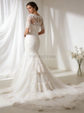Mermaid Wedding Dresses,Luxury Wedding Dress,Lace Wedding Dress,Wedding Dress with Sleeves,WD00268