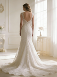 Mermaid Wedding Dresses,Lace Wedding Dress,Ivory Bridal Dress,WD00238