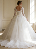 Princess Ball Gown Wedding Dress with Sleeves,Classic Wedding Gown,WD00339