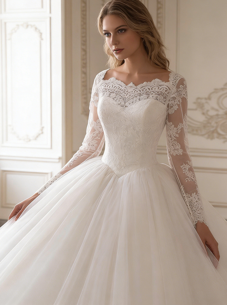 princess ball gown wedding dresses with sleeves Enchanting Ball Gown Wedding Dress with Beaded Sleeves