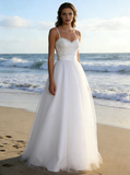 Beach Wedding Dress,Boho Bridal Dress,Casual Wedding Dress with Straps,WD00304