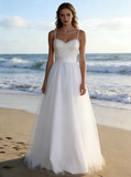 Beach Wedding Dress,Boho Bridal Dress,Casual Wedding Dress with Straps,WD00304