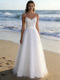 Beach Wedding Dress,Boho Bridal Dress,Casual Wedding Dress with Straps,WD00304