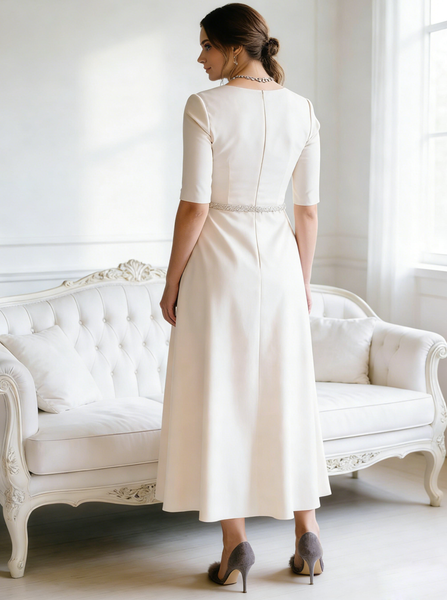A-line Wedding Dress,Tea Length Wedding Dresses,Vintage Wedding Dress,Short Bridal Dress,WD00235