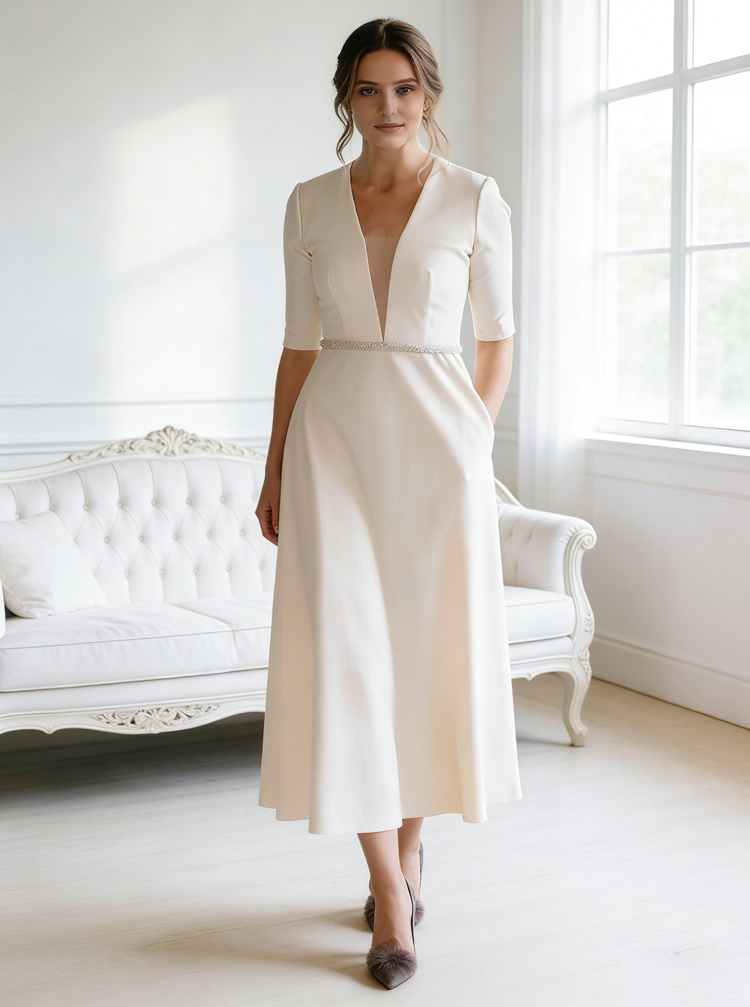 A-line Wedding Dress,Tea Length Wedding Dresses,Vintage Wedding Dress, - Wishingdress A-line Wedding Dress,Tea Length Wedding Dresses,Vintage Wedding Dress, - Wishingdress