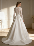 Ivory Wedding Dresses,Aline Wedding Dress,Wedding Dress with Sleeves,Fall Bridal Dress,WD00158