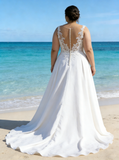 Beach Plus Size Wedding Dress,Chiffon Plus Size Bridal Dress,WD00712