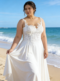 Beach Plus Size Wedding Dress,Chiffon Plus Size Bridal Dress,WD00712