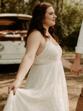 Plus Size Destination Wedding Dress,Lace Bridal Dress,WD00684
