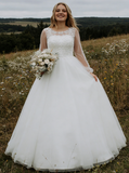 Plus Size Outdoor Wedding Dress,Tulle Long Sleeves Bridal Dress,WD00685