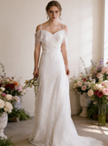 Lace Wedding Dresses with Straps,Romantic Bridal Dress,WD00350