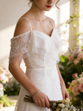 Lace Wedding Dresses with Straps,Romantic Bridal Dress,WD00350