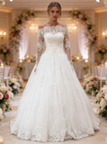 White Wedding Dresses,Wedding Dress with Sleeves,Off the Shoulder Wedding Dress,WD00151