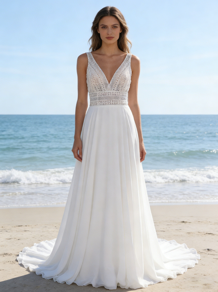 Chiffon Destination Wedding Dress,Beach Wedding Dress,WD00999