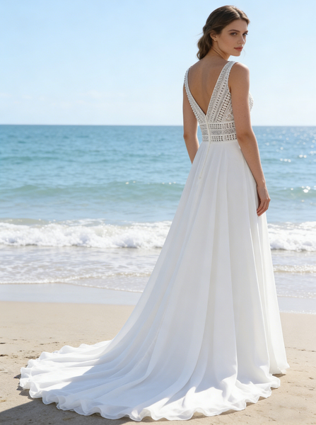 Chiffon Destination Wedding Dress,Beach Wedding Dress,WD00999