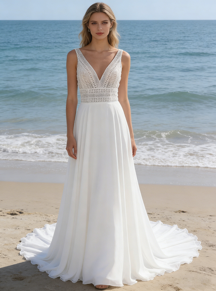 Chiffon Destination Wedding Dress,Beach Wedding Dress,WD00999