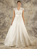 A-line Floor Length Wedding Dress,Classic Reception Wedding Gown,WD00578