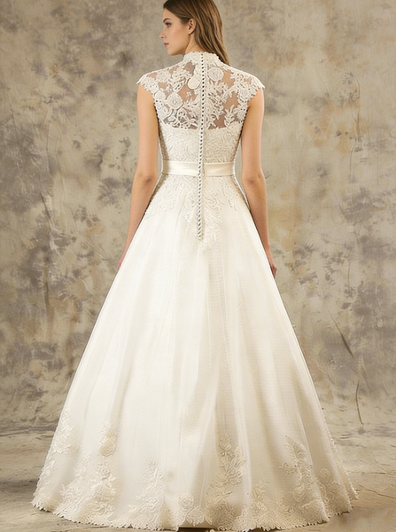 A-line Floor Length Wedding Dress,Classic Reception Wedding Gown,WD00578