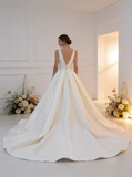 A-line Satin Wedding Dress,Classic Bridal Dress,WD01082
