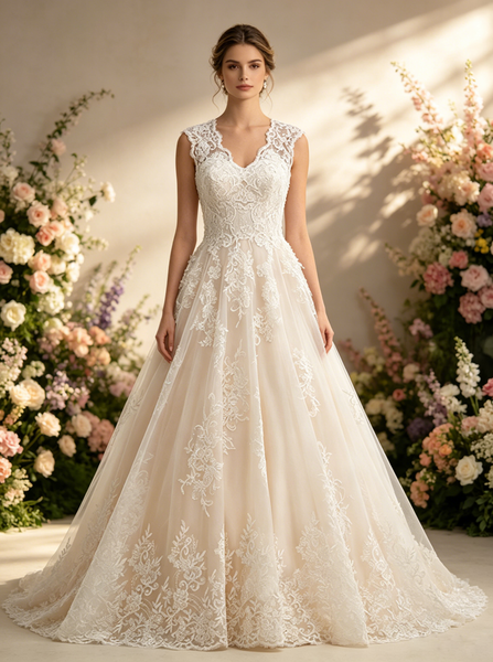 A-line Wedding Dress,Lace Wedding Dress,Charming Bridal Dress,Sexy V Neck Bridal Dress,WD00002